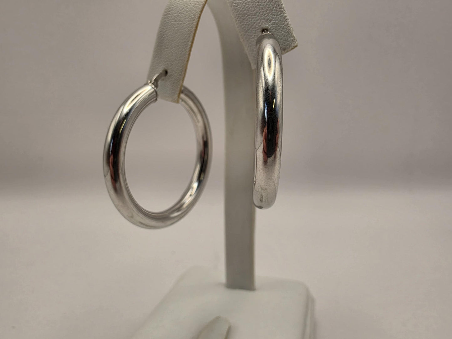 Sterling Silver Chunky Tube Hoop Earrings, 925 Silver, 1.5 Inch Hoops, Thick Round Hoops, Lightweight Statement Earrings, Gift for Her