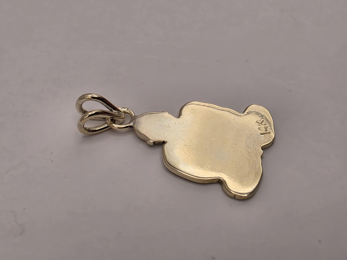 Solid 14K Yellow Gold Praying Monk Pendant Meditating Figure Charm Zen Buddhist Spiritual Good Fortune Jewelry Gift Diamond Cut Detail