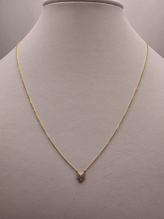10K Yellow Gold Diamond Chevron Necklace Natural Pave Diamond Geometric V Pendant Dainty 19 Inch Gift for Her