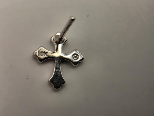 10K White Gold Diamond Cross Stud Earrings | Petite Pave Cross Studs | Dainty Religious Diamond Studs | Faith Gift