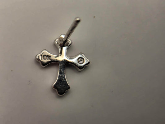 10K White Gold Diamond Cross Stud Earrings | Petite Pave Cross Studs | Dainty Religious Diamond Studs | Faith Gift