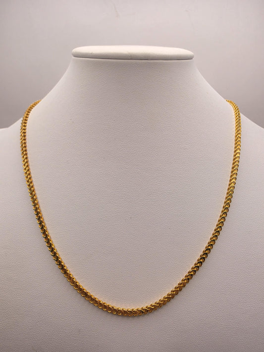 Gold Plated Franco Chain Necklace | 925 Sterling Silver | 20 Inch | 2.55mm | Thin Franco Link Chain | Layering Necklace