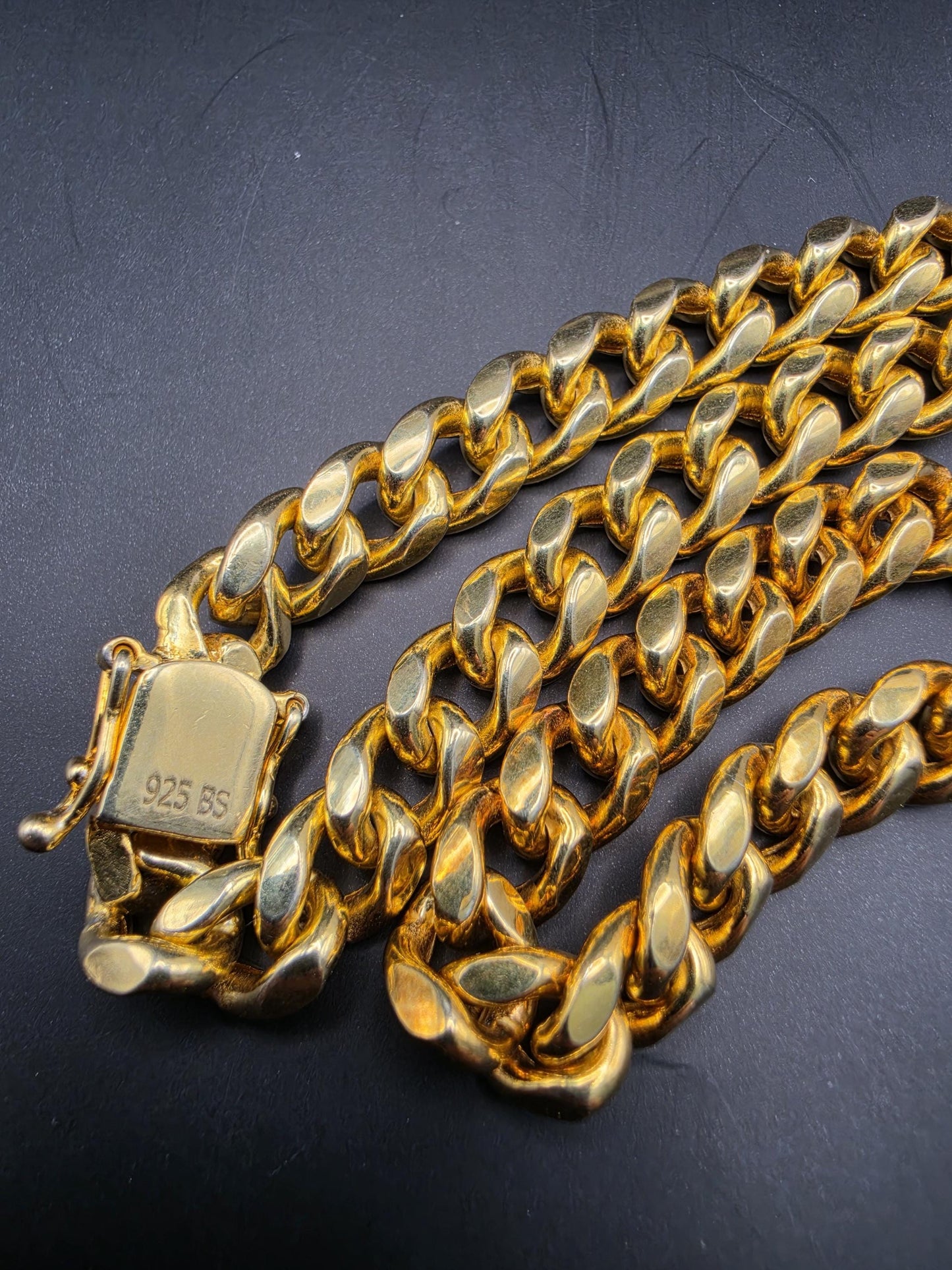 Gold Plated 925 Sterling Silver Miami Cuban Link Chain Necklace 22 Inch 8.8mm Mens Hip Hop Curb Chain Heavy Statement Gift for Him Boyfriend