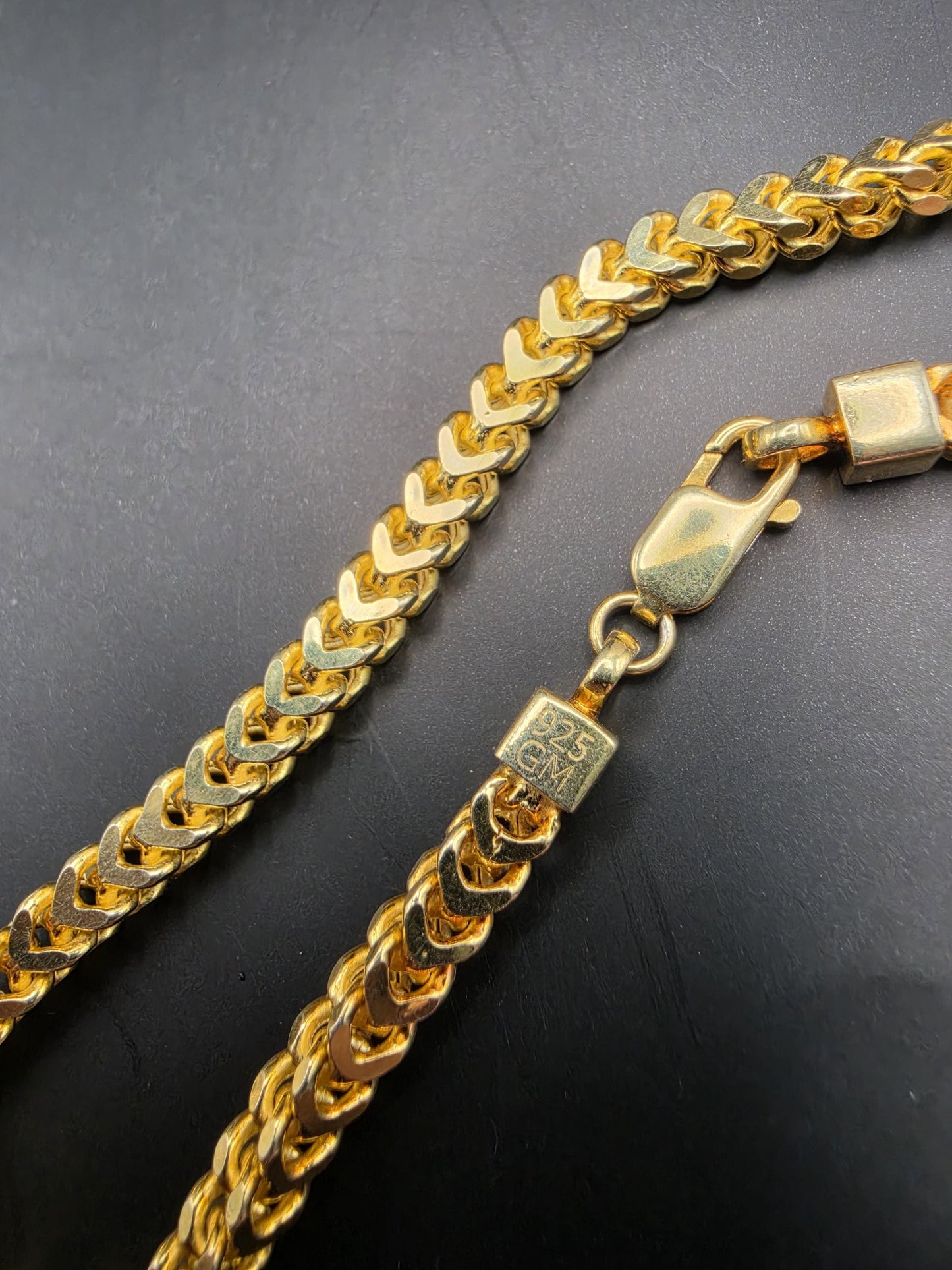 Gold Plated 925 Sterling Silver Franco Link Chain Necklace 20 Inch 4.6mm Mens Womens Box Wheat Chain Layering Statement Gift for Him
