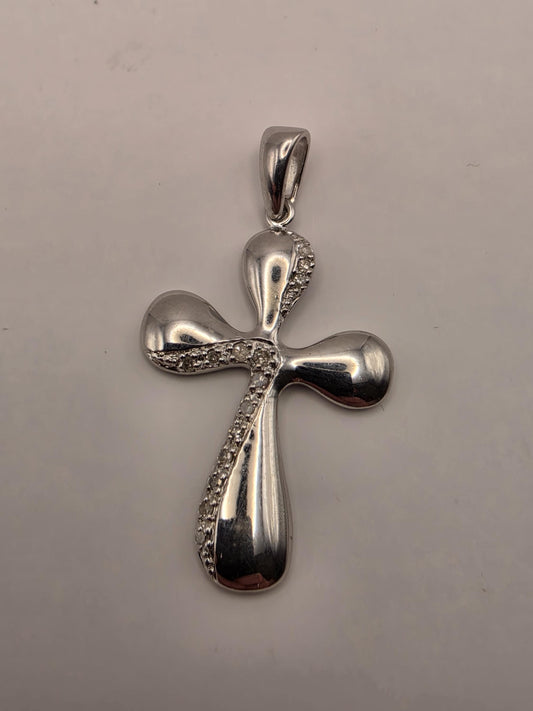 925 Sterling Silver Diamond Cross Pendant Genuine Diamond Smooth Polished Cross Womens Mens Faith Jewelry Gift Religious Christian Pendant
