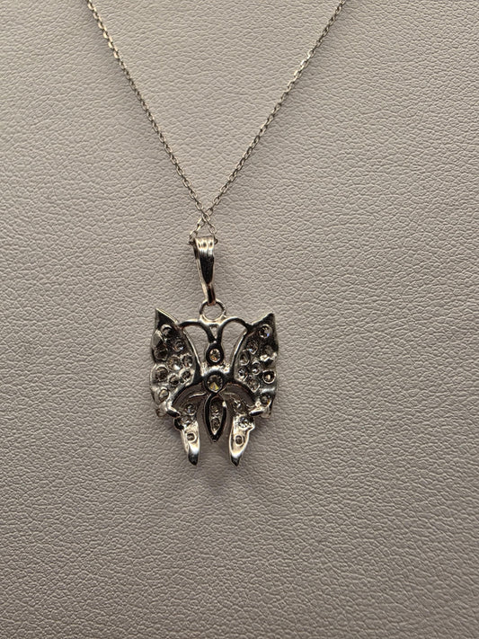 14K White Gold Diamond Butterfly Necklace 0.25 CTW Round Natural Diamond Pave Butterfly Pendant Fine Jewelry Gift for Her Sparkle 18 Inch