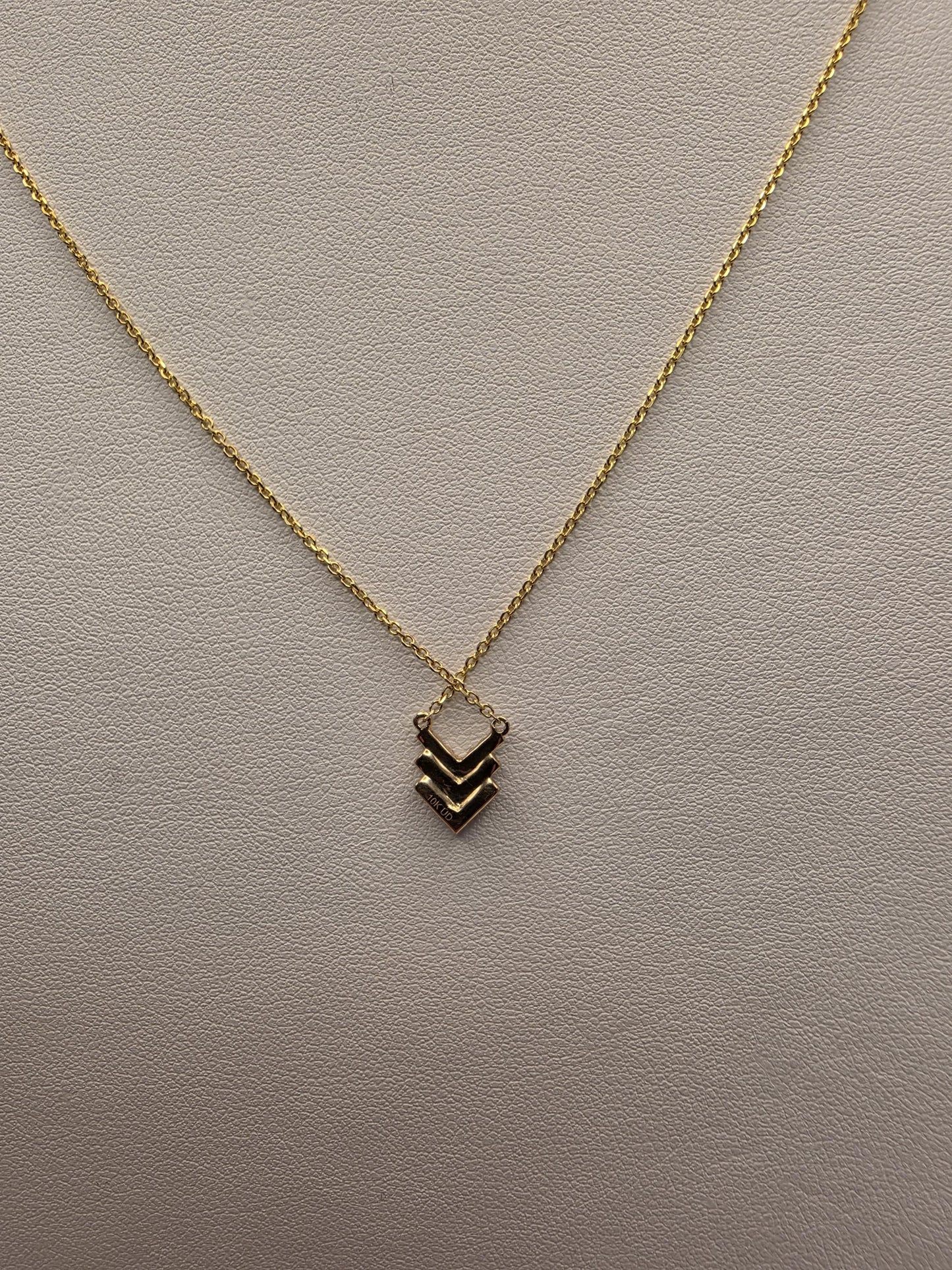 10K Yellow Gold Diamond Chevron Necklace Natural Pave Diamond Geometric V Pendant Dainty 19 Inch Gift for Her