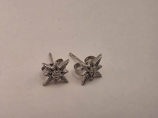 10K White Gold Diamond Star Stud Earrings | Celestial Pave Star Studs | Natural Diamond Star Studs | Dainty Star Gift