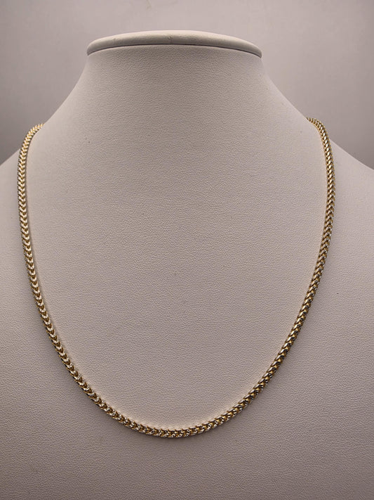 Gold Plated Franco Chain Necklace | 925 Sterling Silver | 20 Inch | 2.5mm | Thin Mens Franco Chain | Layering Necklace