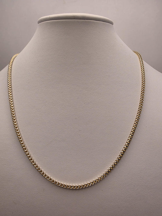 Gold Plated Franco Chain Necklace | 925 Sterling Silver | 20 Inch | 2.5mm | Thin Mens Franco Chain | Layering Necklace