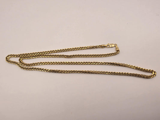 Gold Plated Wheat Chain Necklace | 925 Sterling Silver | 30 Inch | 4.3mm | Long Mens Wheat Spiga Chain | Heavy Chain