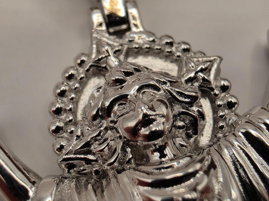 Sterling Silver Divino Niño Pendant Divine Child Jesus 3D Sculpted High Polish 1.375 Inch Religious Catholic Devotional Gift Baptism