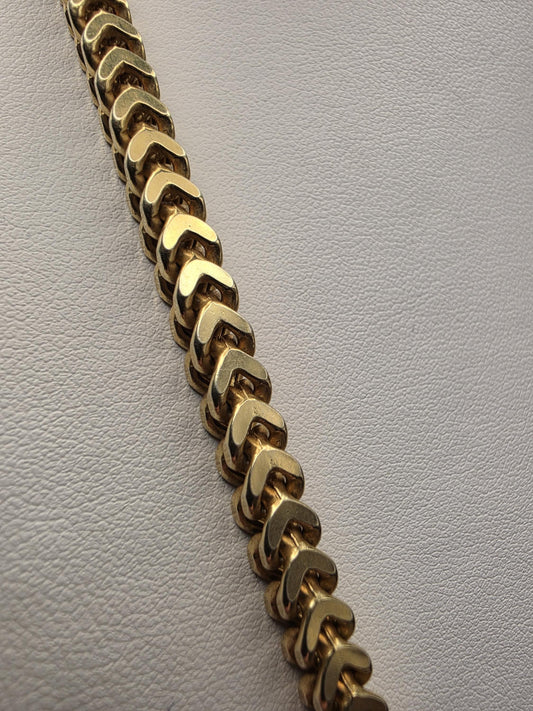 Gold Plated 925 Sterling Silver Franco Link Chain Necklace 26 Inch 5mm Mens Box Wheat Chain Heavy Statement Layering Gift for Him Boyfriend