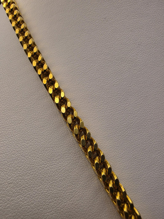 Gold Plated 925 Sterling Silver Franco Link Chain Necklace 28 Inch 5mm Mens Box Wheat Chain Heavy Long Statement Gift for Him Boyfriend Dad