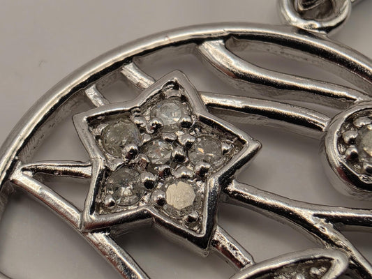 925 Sterling Silver Diamond Pendant Oval Openwork Shooting Star Fish Genuine Diamond 0.10ct Nautical Celestial Womens Jewelry Gift