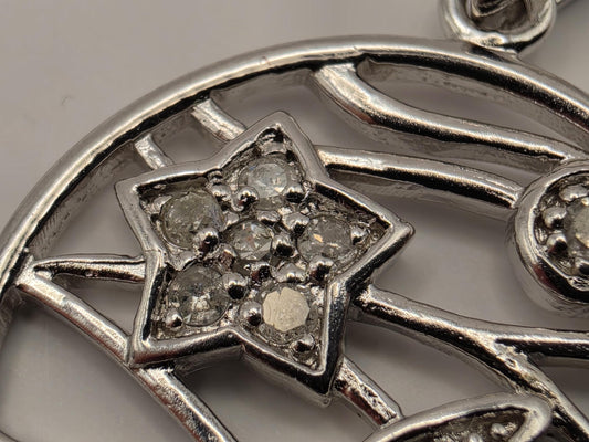 925 Sterling Silver Diamond Pendant Oval Openwork Shooting Star Fish Genuine Diamond 0.10ct Nautical Celestial Womens Jewelry Gift