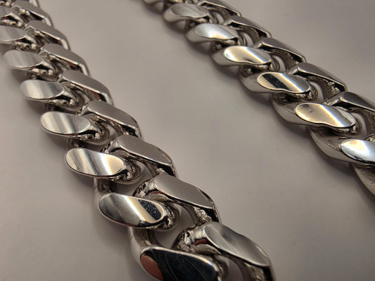 Massive Solid Sterling Silver Miami Cuban Link Chain 20 Inch 12mm 166.7 Grams Heavy Mens Statement Necklace