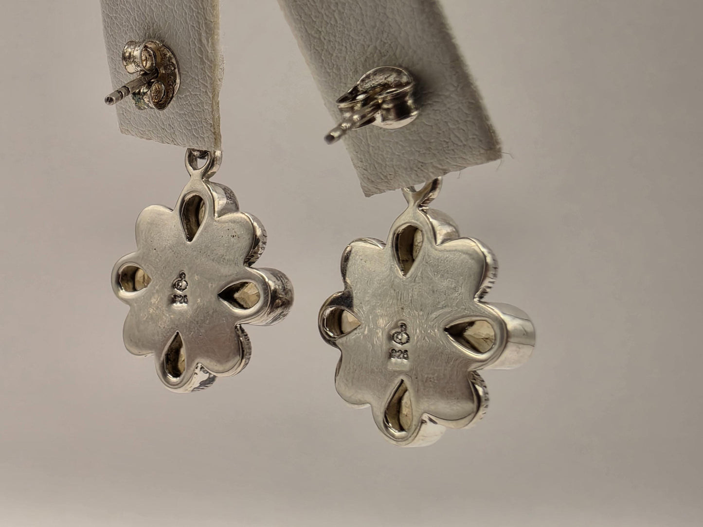 Citrine Garnet Flower Earrings Sterling Silver Floral Drop 1 Inch Yellow Red Gemstone November January Birthstone Gift