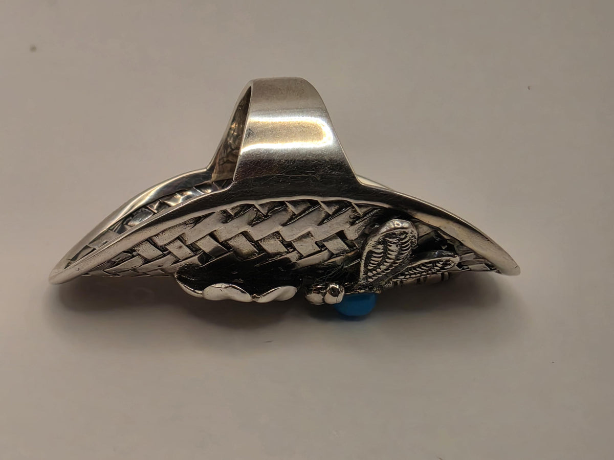 Turquoise CZ Dragonfly Ring Sterling Silver Floral Shield Statement Size 6 9.2 Grams Nature Boho Gift for Her