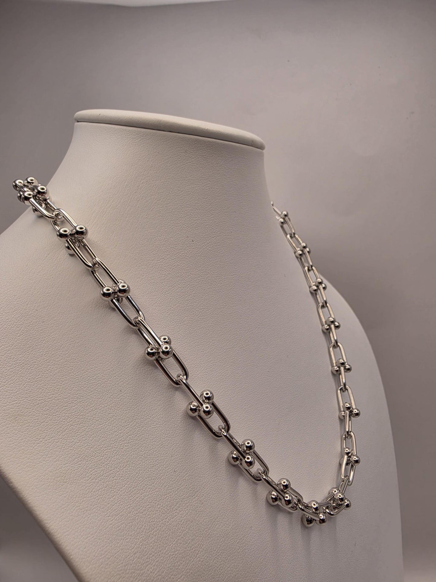 Solid 925 Sterling Silver Ball Link Necklace 9.5mm 20 Inch 74.3 Grams Carabiner Clasp Extra Heavy Unisex Statement Chain
