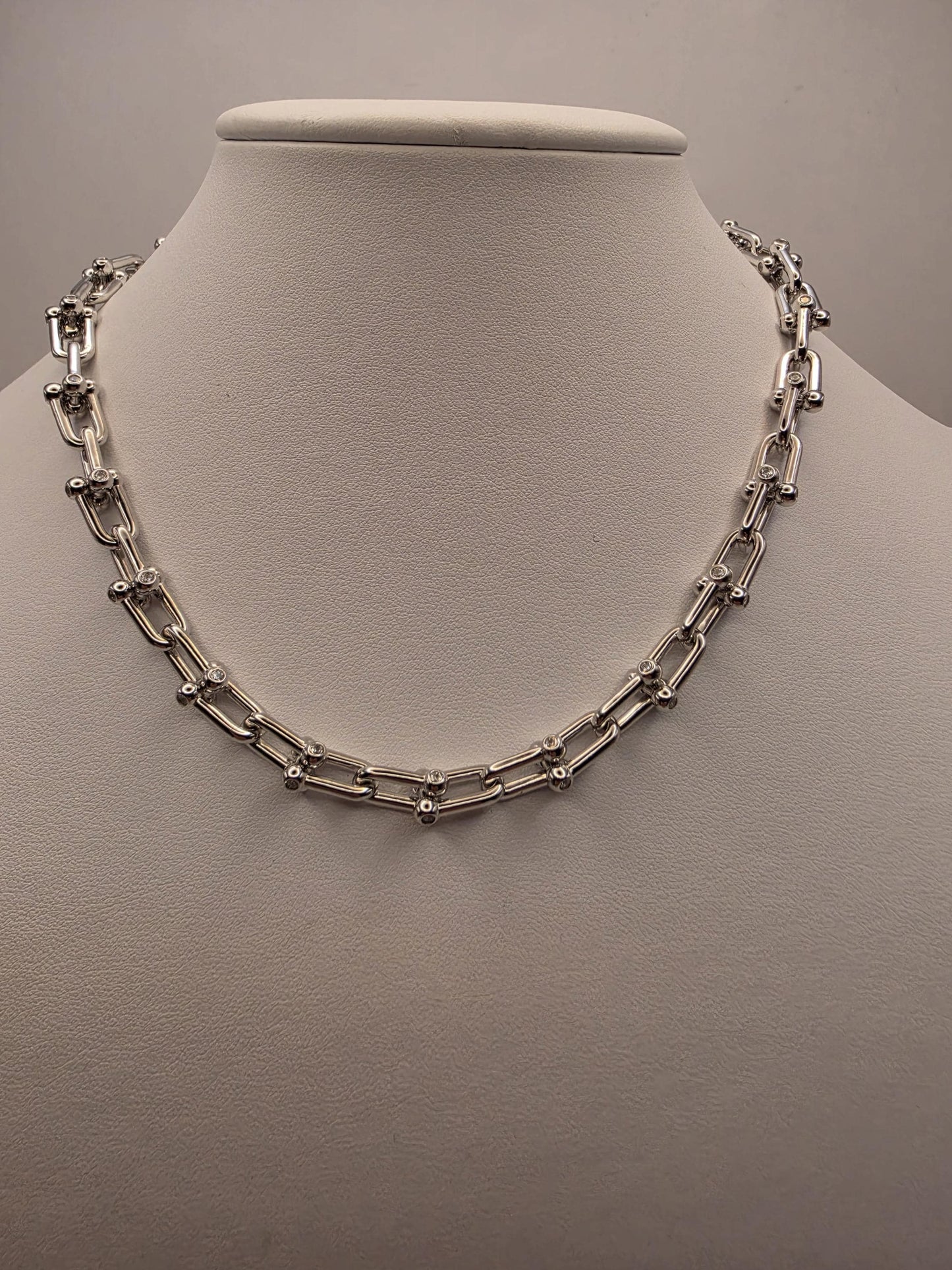 Sterling Silver Ball Link Necklace 8mm 16 Inch 47.9 Grams Chunky Paperclip Hardware Collar Statement Chain