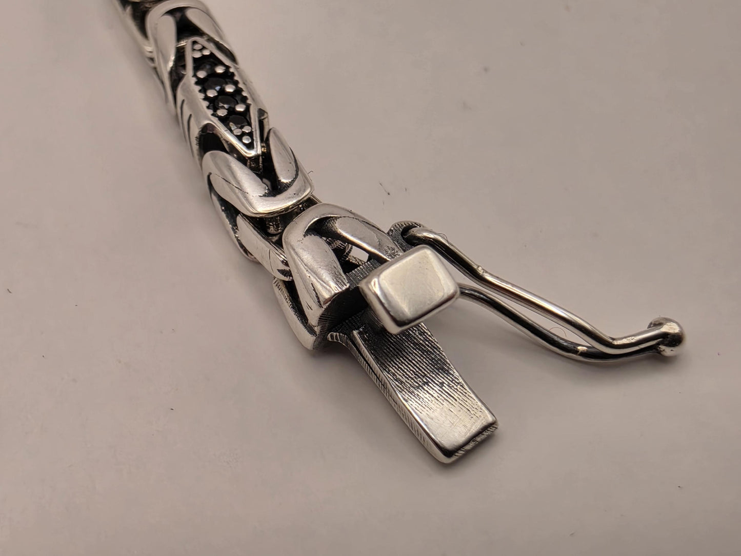 Sterling Silver Black Accent Geometric Bracelet 9" 4mm - view 8