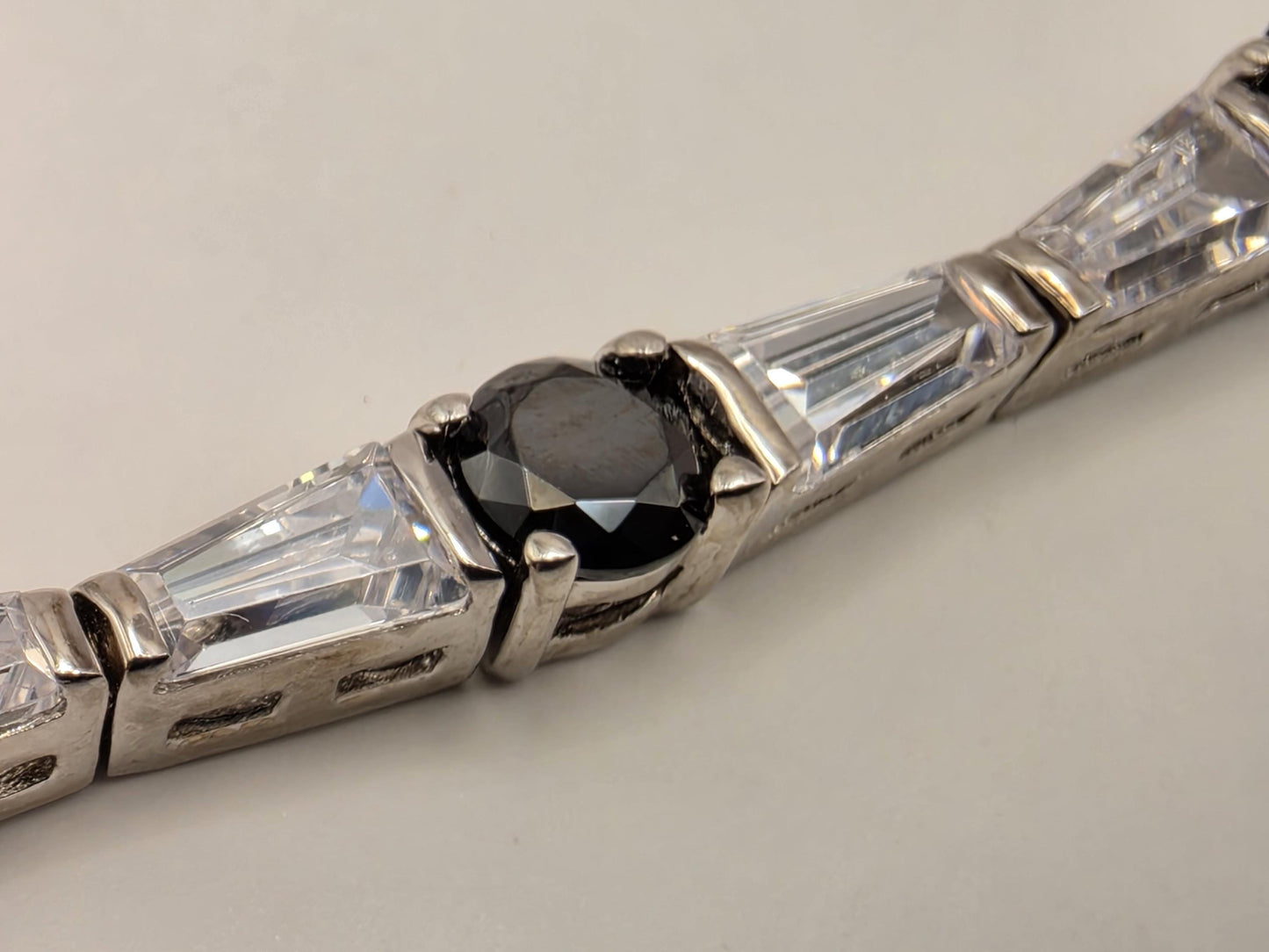 Sterling Silver Black CZ Baguette Bracelet 7.5" 4mm - view 4
