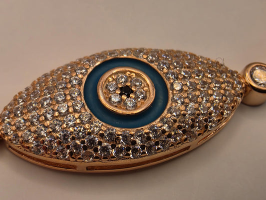 Gold Plated Sterling Silver Evil Eye Bracelet 7" 3.75mm - view 2