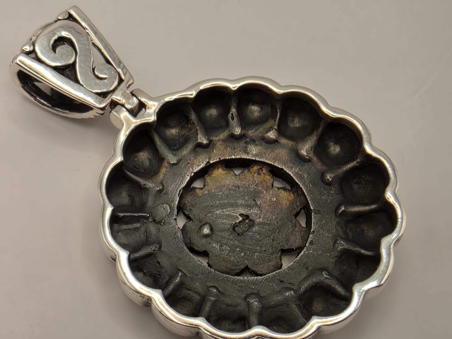 Sterling Silver Floral Medallion Pendant 1 Inch - view 4
