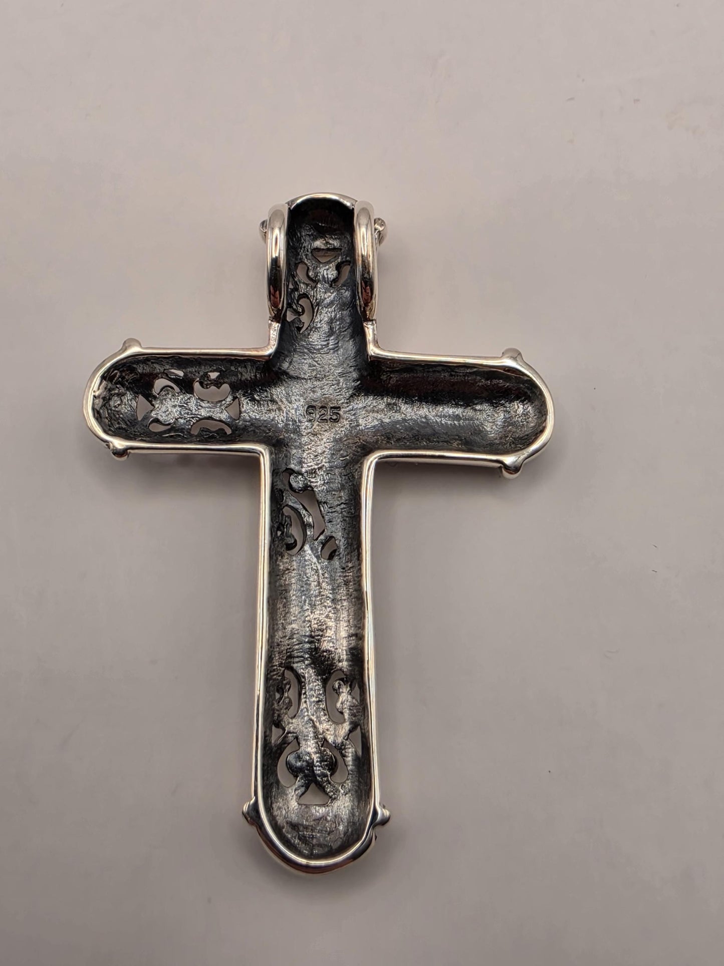 Sterling Silver Turquoise Cross Pendant 1.5 Inch - view 5