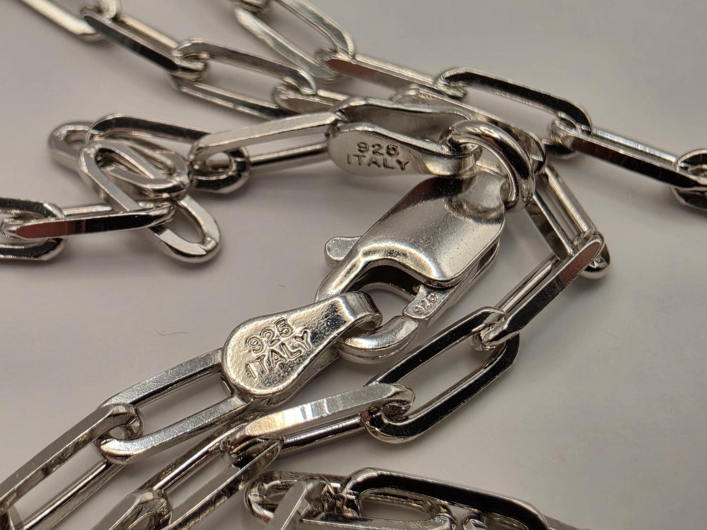 Sterling Silver Paperclip Chain Necklace 20 Inch 3mm 6.3 Grams Minimal Oval Link Layering Jewelry Gift