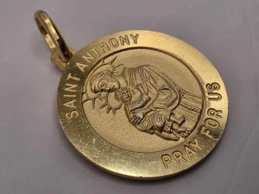 Saint Anthony Medal Pendant Gold Plated 925 Sterling Silver .75 Inch Catholic Patron Saint Religious Jewelry Gift