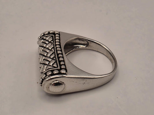 Solid 925 Sterling Silver Woven Bar Ring Size 7 8.5 Grams Bali Basket Cylinder Statement Unisex Jewelry Gift