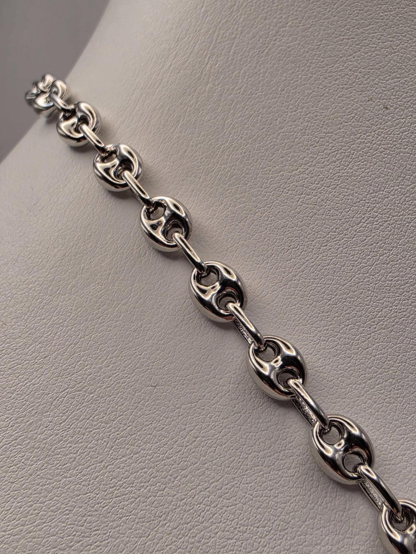 Sterling Silver Mariner Chain Necklace 22 Inch 6mm Coffee Bean Link 21.4 Grams Nautical Unisex Jewelry Gift for Him