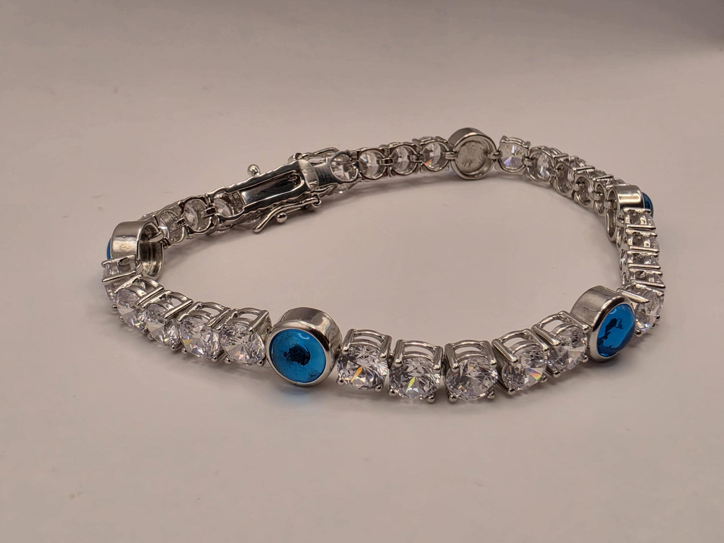Sterling Silver Evil Eye Bracelet 7.5" 7.5mm - view 6