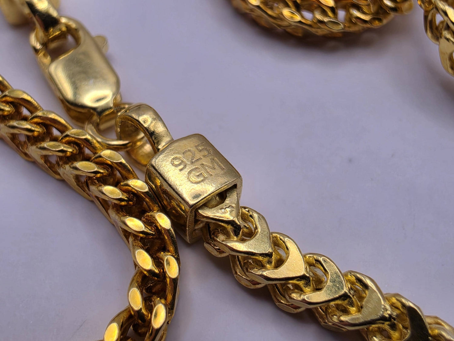 Gold Plated Sterling Silver Franco Chain Necklace 20 Inch 2.88mm 9.4 Grams Unisex Jewelry