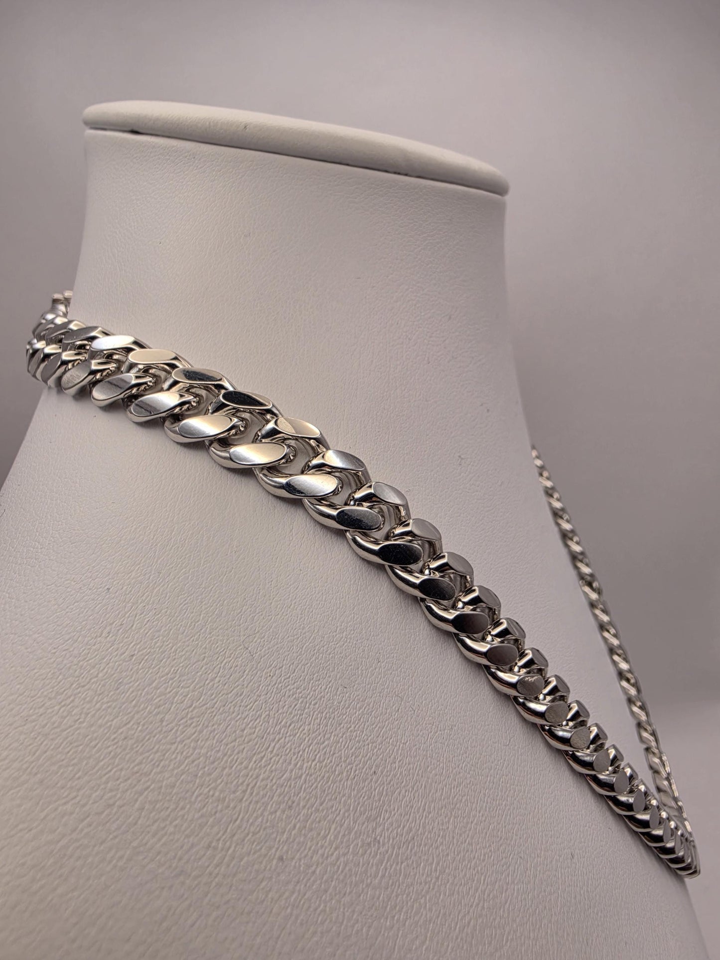 Heavy Sterling Silver Cuban Link Chain 20 Inch 9.43mm Mens 105.6 Grams Solid Curb Necklace Box Clasp Statement Jewelry