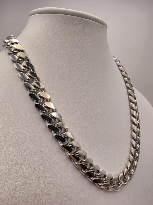 Extra Heavy Sterling Silver Cuban Link Chain 20 Inch 12.8mm Mens 196.1 Grams Solid Curb Necklace Box Clasp Statement