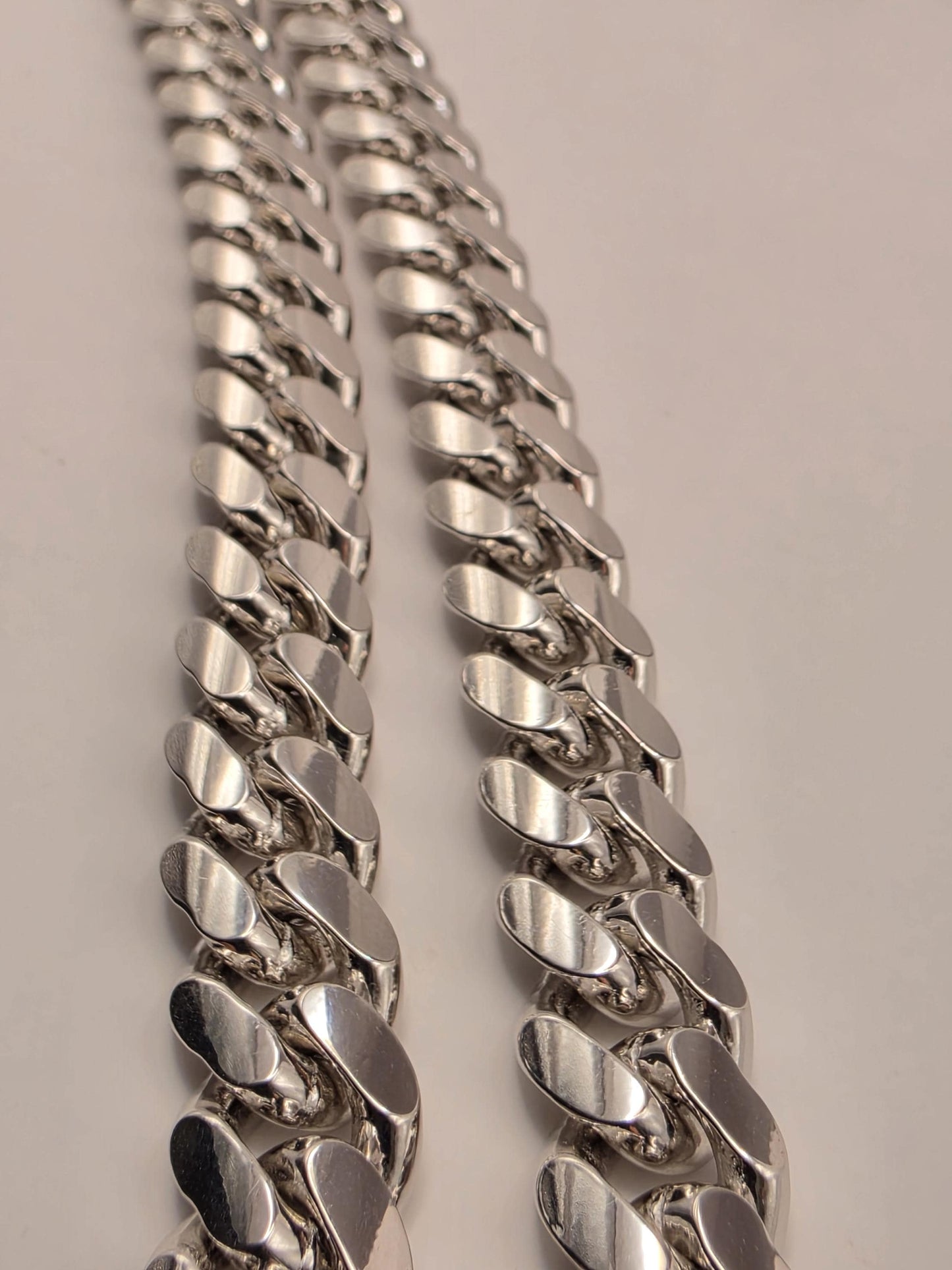 Heavy Sterling Silver Cuban Link Chain 22 Inch 12mm Mens 184.5 Grams Extra Thick Curb Necklace Box Clasp Statement