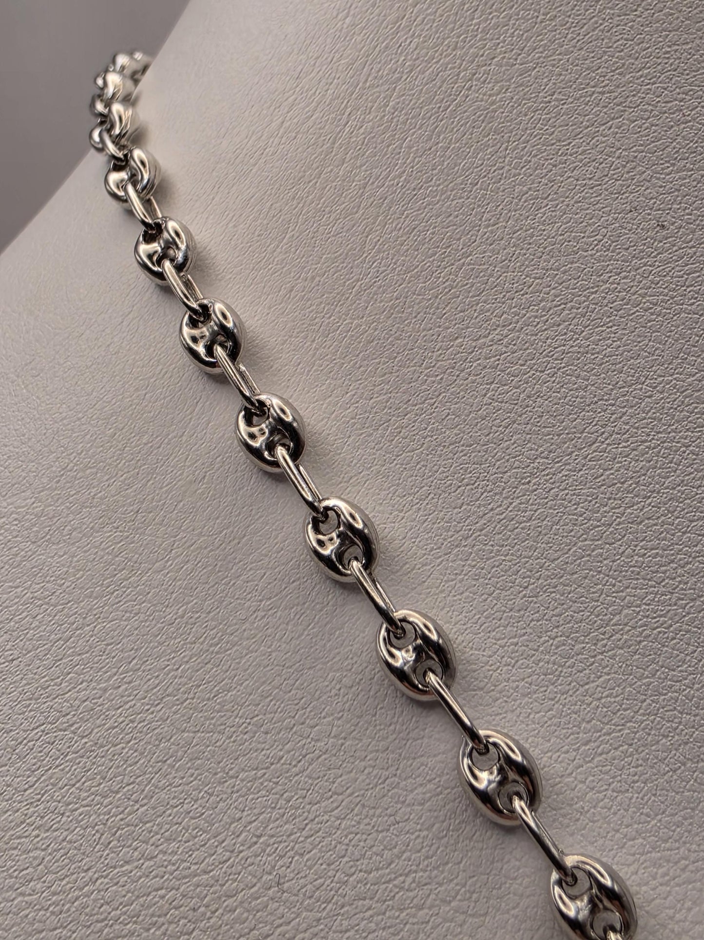 Sterling Silver Mariner Chain Necklace 20 Inch 4.6mm Coffee Bean Link 13.5 Grams Unisex Nautical Jewelry Gift