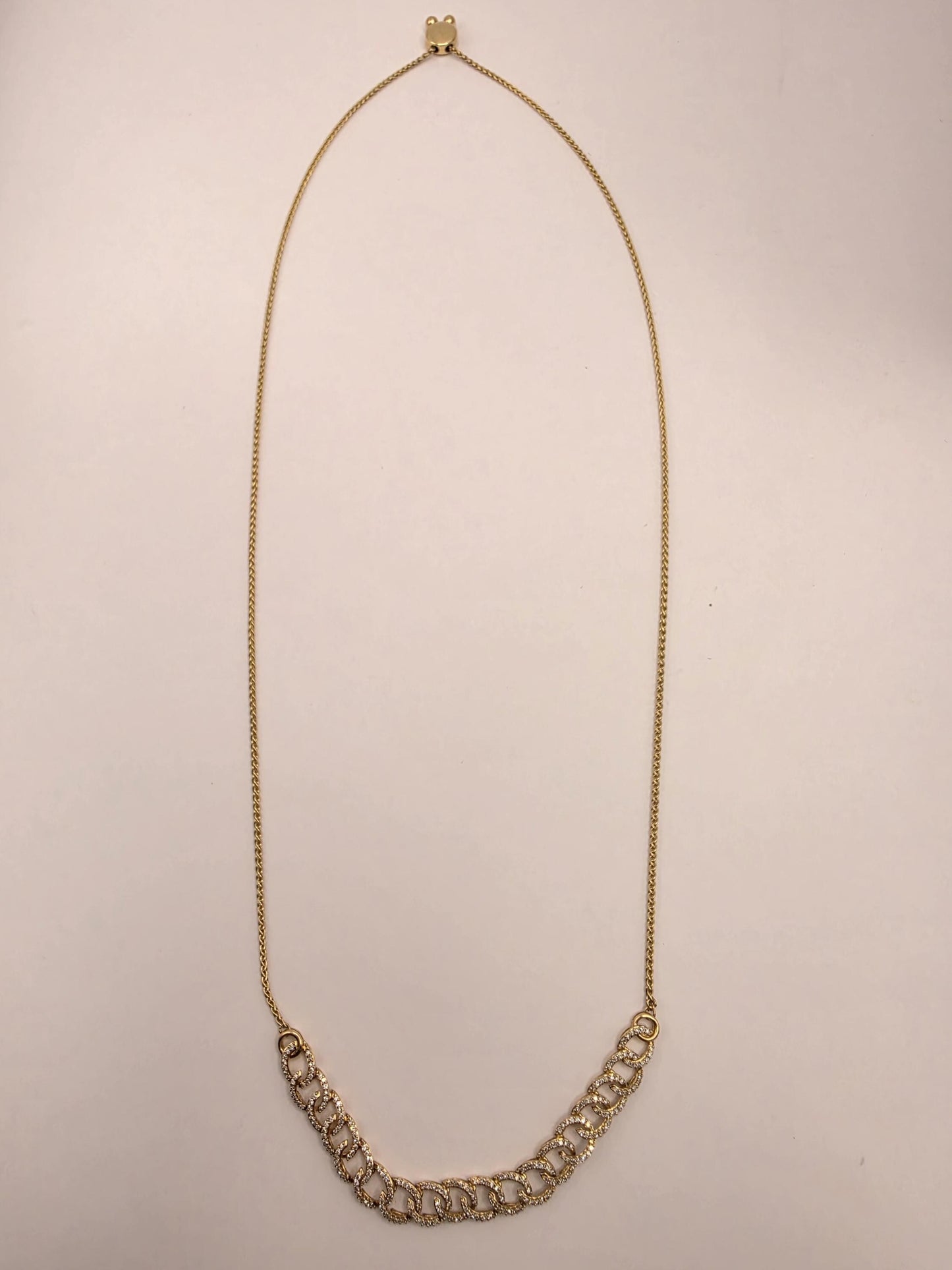 10K Yellow Gold Natural Diamond Curb Station Necklace 26 Inch 12.8g Solid Gold Fine Jewelry Gift for Her