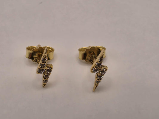 18K Yellow Gold Petite Celestial Stud Earrings 0.375 x 0.125 Inch 0.6g Solid Gold Fine Jewelry Gift for Her
