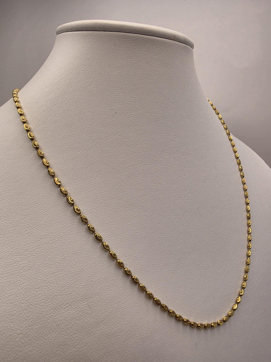 Gold Plated Sterling Silver Textured Oval Link Necklace 20 Inch 2.2mm 6.9 Grams Unisex Jewelry