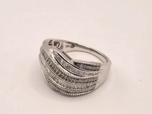 10K White Gold Natural Diamond Wide Pave Ring Size 8 6.1g Solid Gold Statement Fine Jewelry Gift