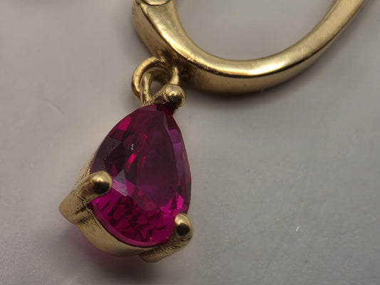 18K Yellow Gold Ruby Drop Earrings 0.75 x 0.25 Inch 2.3g Solid Gold Fine Jewelry Gift for Her