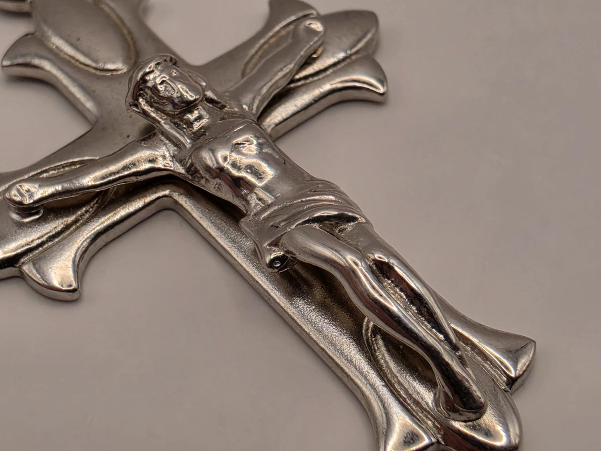 Sterling Silver Crucifix Pendant | Detailed Jesus Cross, 1.5 Inch