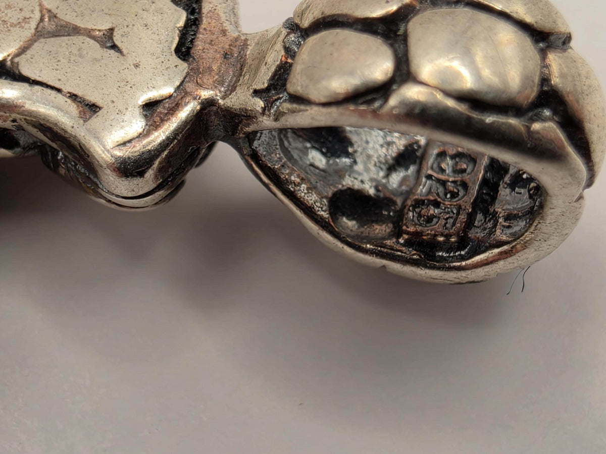 Sterling Silver Oxidized Bali Cross Pendant | Raised Circle Pattern