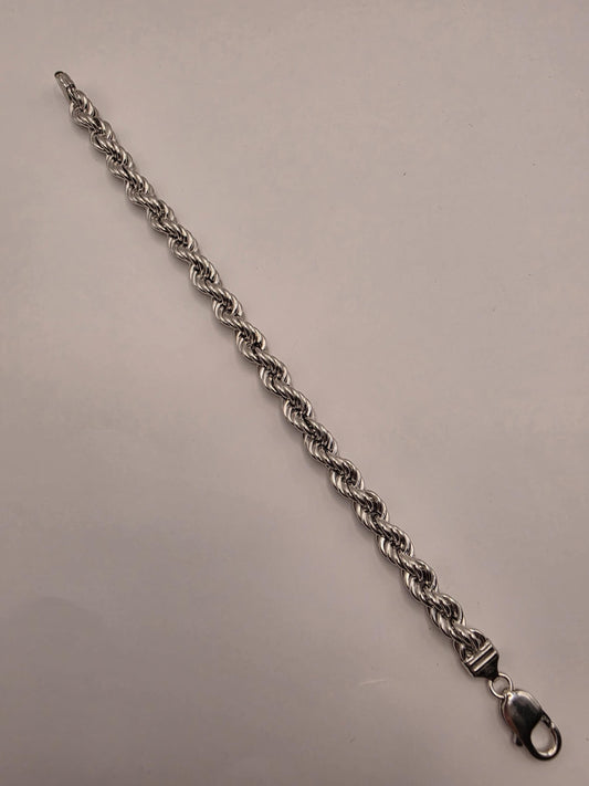 Sterling Silver Rope Bracelet | 9 Inch Heavy Twisted Chain, 19.2g