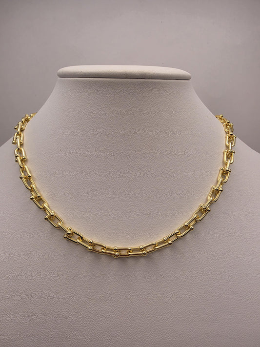 Gold Plated Sterling Silver Ball Link Paperclip Necklace 16 Inch 6mm 30g Hardware Chain | Clamdiggers Forge