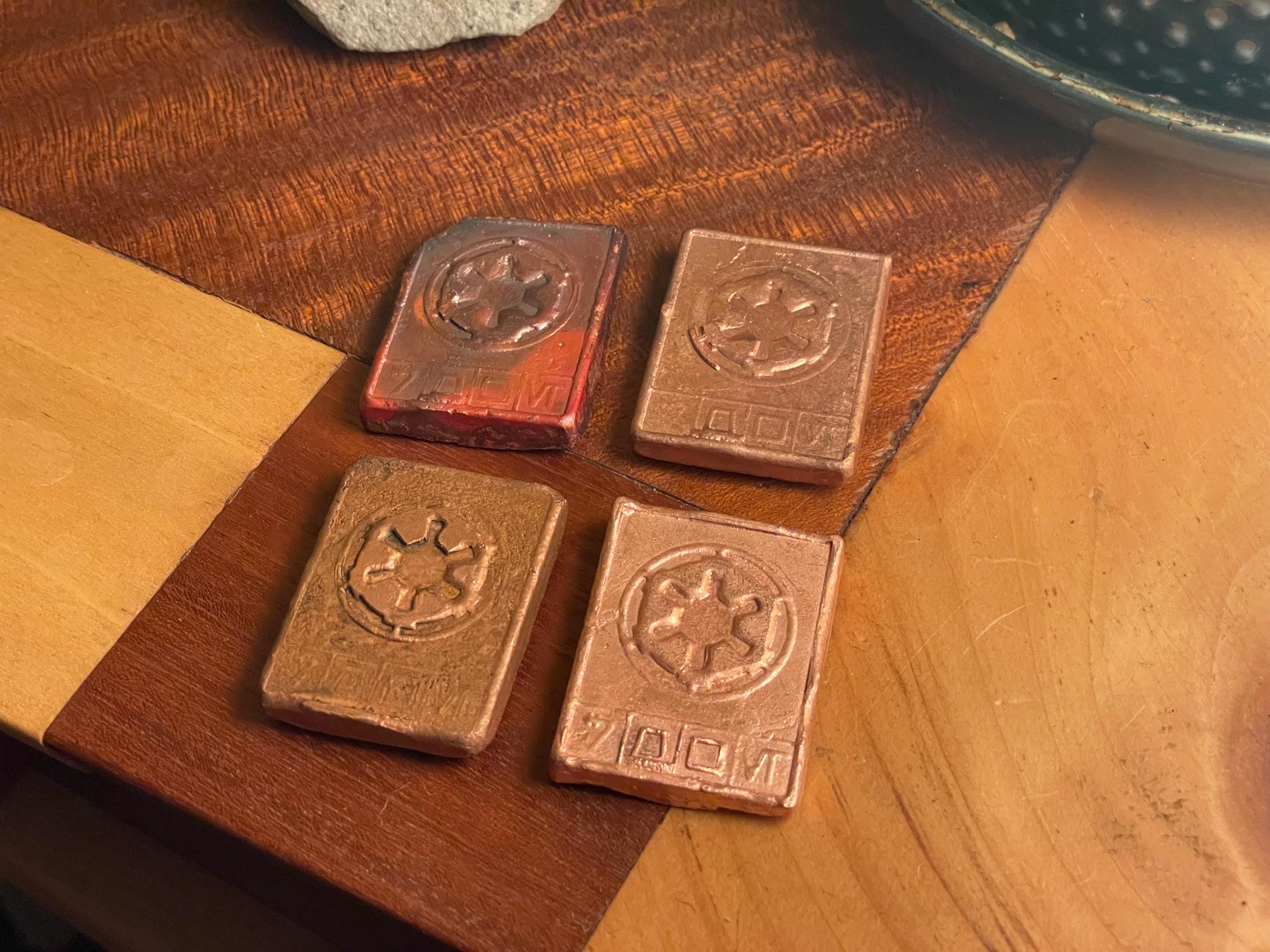 Hand Cast Copper Imperial Credits (Set of 4) | Sand Cast Copper Bars | Sci-Fi Inspired Metal | Handmade Copper Art